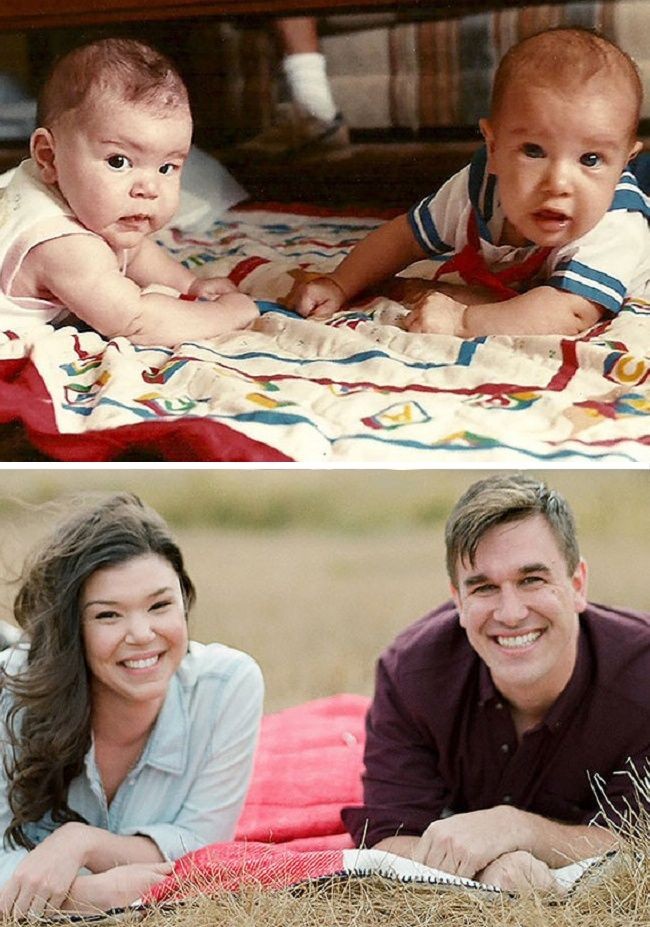 Pasangan ini sudah berjodoh sejak kecil. Memiliki orangtua yang saling kenal, mereka selalu bersama-sama sejak kecil hingga kini menjadi pasangan menikah. Foto: Dok. Instagram thewaywemet, Reddit