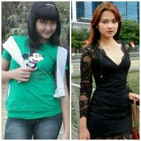 Transformasi Asty Fransisca saat masih gemuk dan kini ketika berat badannya berhasil turun.
