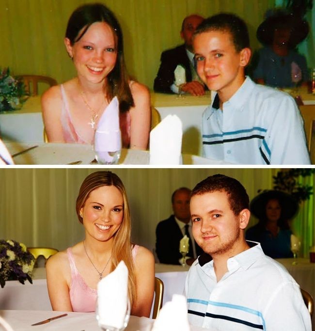 Alex, wanita di foto ini sudah jatuh cinta pada pria di sampingnya sejak mereka kanak-kanak, tepatnya saat mereka menghadiri pernikahan salah satu saudara. Dan pernikahan saudara juga yang mempertemukan lagi mereka hingga keduanya berjodoh. Foto: Dok. Instagram thewaywemet, Reddit