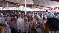 Jokowi berangkat dari Kota Banjar, Jawa Barat sekitar pukul 09.24 WIB, Selasa (16/1/2018). Di sana, Jokowi membagikan KIP (Bagus-detikcom)