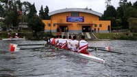 Sebanyak 20 atlet rowing melakukan pemusatan latihan rowing Situ Cileunca Pangalengan, Kabupaten Bandung. Pool/Kemenpora.