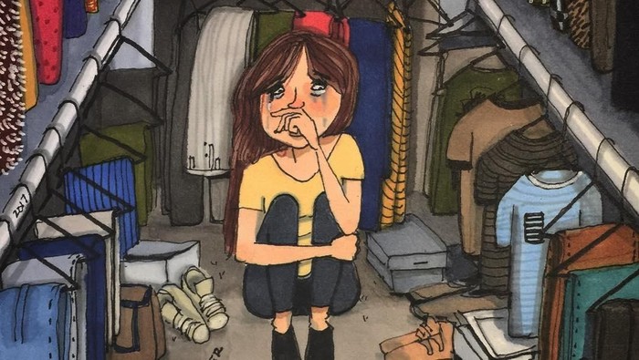 ilustrasi wanita atasi galau