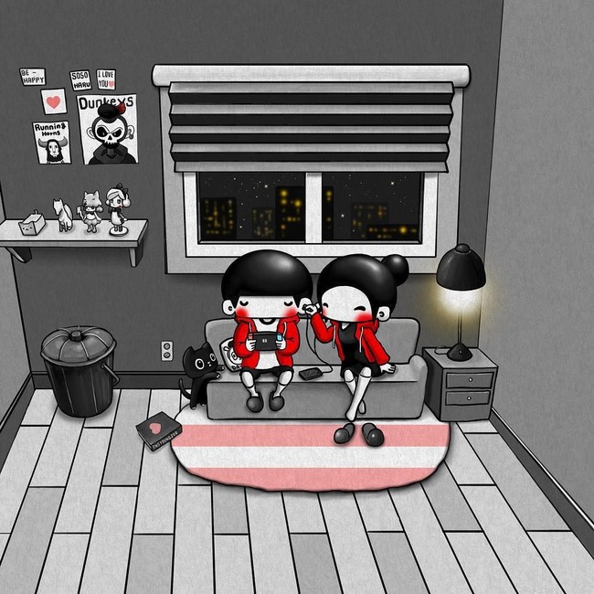 Romantisme dengan pasangan ketika mendengarkan musik bersama dan berbagi headset. Foto: Instagram