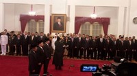 Hingga akhirnya Jokowi menunjuk Idrus menjadi menteri sosial di reshuffle kabinet kerja jilid III. Saat dilantik, Idrus yang merupakan sekjen terlama Golkar itu tampak semringah. Dia menyatakan siap dicopot sebagai sekjen partai setelah menjadi mensos.Foto: (Bagus/detikcom).