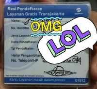 Resi pendaftaran layanan gratis TransJakarta yang diunggah pengguna Twitter. Pengguna tersebut menyampaikan kritik karena ibunya yang lansia tak dapat menggunakan layanan gratis TransJakarta
