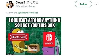 Karena tidak punya uang jadi Nintendo cuma bisa kasih kardus. (Foto: Twitter)