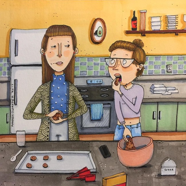 Ketika kamu mencoba untuk membuat kue, kemudian sahabatmu datang dan membantu sambil mencicipi kuemu. Foto: Instagram