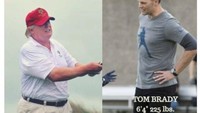 Terlihat betapa berbedanya Tom Brady yang memiliki tinggi badan 195 cm dan berat badan 102 kg dengan Trump. (Foto: twitter/@VBoDC)