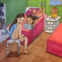 Asyik dengan kegiatan masing-masing meskipun berada di dalam satu ruang yang sama. Foto: Instagram