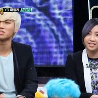 Daesung Bigbang dan Minzy sama-sama punya mata yang kecil. Ketika disandingkan, mereka seperti kakak-adik. (Foto: ist)