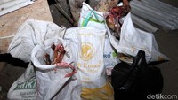 Petugas menyita daging dan potongan tubuh anjing di rumah tersebut.