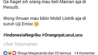 Kaga kaget seh beli mainan dipersulit. Ilmuan buat mobil listrik disuruh uji emisi.  Foto: Internet