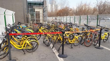 Deretan sepeda online yang ada di sekitar Beijing National Stadium yang merupakan tempat wisata. Foto: Fino Yurio Kristo/detikcom