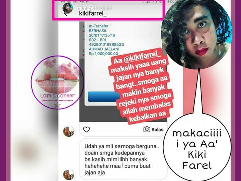 Heboh! Kiki Farel Transfer Uang Jajan Rp 1 Juta ke Selebgram Mimi Peri