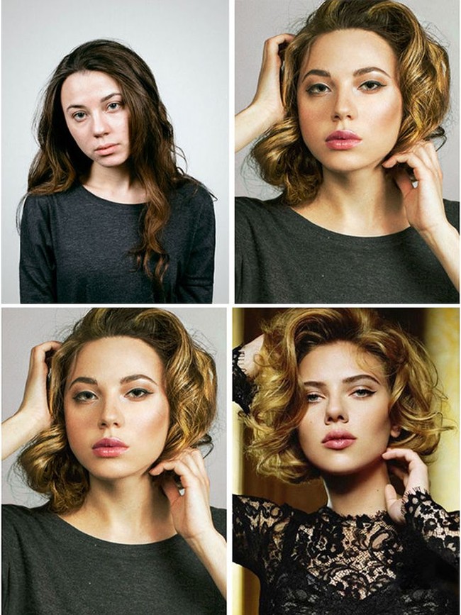 Lihat betapa wanita ini bisa berubah jadi sangat menakjubkan berkat makeup. Wanita ini berubah seketika jadi serupa Scarlett Johansson. Foto: Dok. Brightside