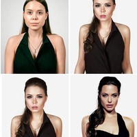 Dengan tatanan rambut dan makeup yang serupa, wanita di foto ini pun berubah jadi seperti Angelina Jolie dalam film Tomb Raider. Foto: Dok. Brightside