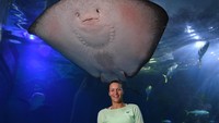 Petenis Jerman, Tatjana Maria, mampir ke Sea Life Melbourne Aquarium di hari pertama Australia Terbuka 2018. (Vince Caligiuri/Getty Images)