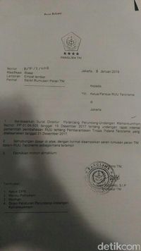 Pansus DPR akan Bahas Surat Panglima Soal Peran Tangani Terorisme