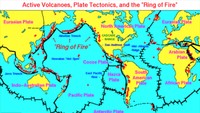 Cincin Api Pasifik terbentang mulai Selandia Baru, Indonesia, Filipina, Jepang, kemudian melintasi Kepulauan Aleutian dan menyusuri pesisir Alaska, Kanada, Pantai Barat AS, hingga ujung Amerika Selatan. (Foto: Dok. USGS)
