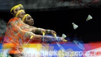 Pemain asal China Taipe Tai Tzu Ying saat bermain dalam Indonesia Master 2018 di Istora Senayan, Jakarta, Rabu (24/1/2018).