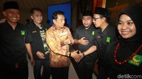 Moeldoko tiba di lokasi seminar di Gedung Kridha Bakti, Jl Veteran III, Jakarta Pusat, Rabu (24/1/2018).