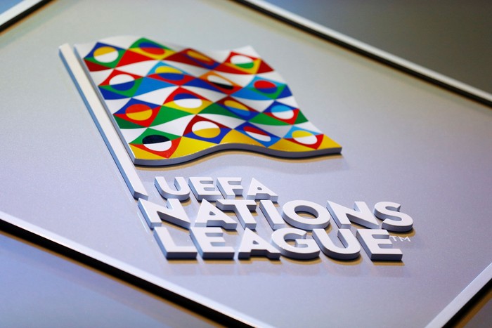 Soccer Football - UEFA Nations League Group Draw - Lausanne, Switzerland - January 24, 2018   General view of the UEFA Nations League logo before the draw   REUTERS/Pierre Albouy