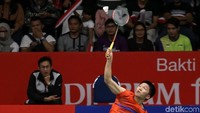 Pasangan Lee Yang/Hsu Ya Ching terus berusaha membalas serangan dalam ajang Indonesia Master 2018 di Istora Senayan, Kamis (25/1/2018).
