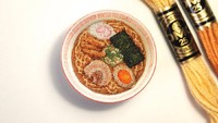 Nah ini dia tampilan sulaman ramen yang utuh. Perpaduan warna benang yang tepat membuat sulaman ini nampak nyata. Foto: ipnot