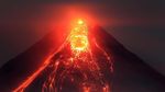 Pemandangan Lelehan Lava Gunung Mayon di Malam Hari