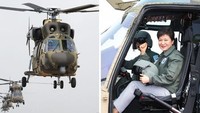 Mantan Presiden Korsel Park Geun-hy di kokpit helikopter Surion Korean Utility Helicopters (KUH-1). November 2015. (Foto: Dok. Yonhap News)