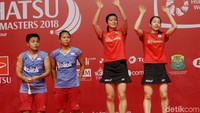 Misaki Matsutomo/Ayaka Takahashi naik ke podium sebagai juara. Sementara Greysia/Apriyani menjadi runner up.