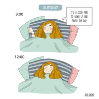 Sebagian wanita selalu beranggapan bahwa hari libur adalah waktu yang tepat untuk memulai hari dengan kegiatan menyenangkan, tapi nyatanya kenyamanan kasur lebih membuatnya terlena untuk melanjutkan tidur hingga siang hari. Foto: Ana Oncina 