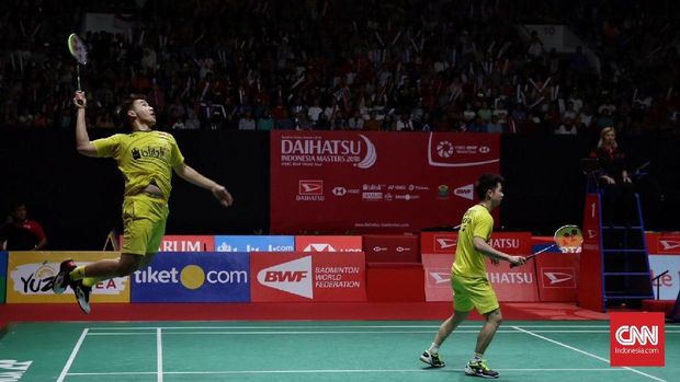 Marcus Fernaldi Gideon/Kevin Sanjaya Sukamuljo gagal menyumbang poin dalam pertandingan melawan Thailand di fase grup Piala Thomas 2018.