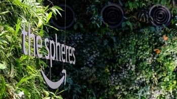 Saat masuk ke dalam, pengunjung akan merasakan seperti masuk hutan. Karena kantor ini memiliki interior tanaman-tanaman hijau sungguhan yang hidup, bahkan bisa menampung hingga 40.000 jenis tanaman. (Foto: Dok. techrunch/Devin Coldewey)