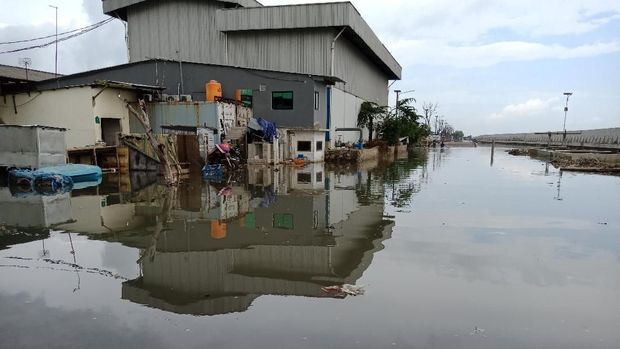 Jelang Super Blue Blood Moon, Banjir Rob Rendam Muara Baru Jakut