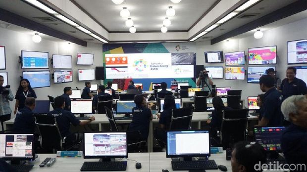 Ruang kendali dan monitor Asian Games 2018. 