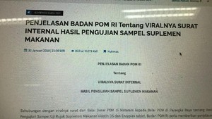 Soal 2 Produk Suplemen Mengandung DNA Babi, Ini Penjelasan BPOM