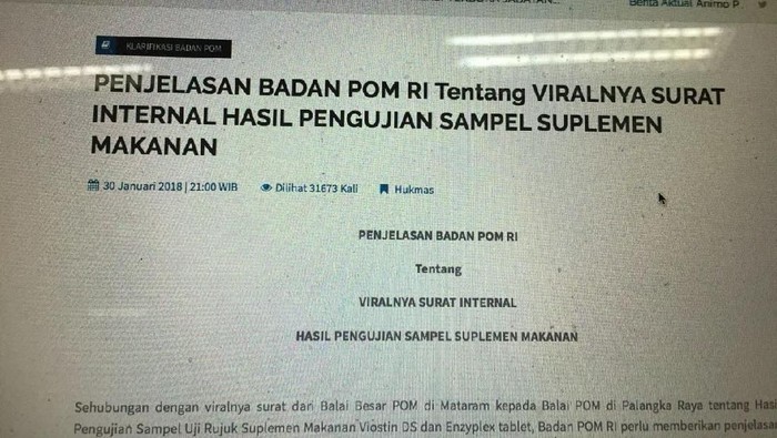 Soal 2 Produk Suplemen Mengandung DNA Babi, Ini Penjelasan BPOM