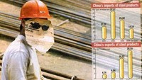 Demi menjaga wajahnya dari percikan las, seorang pekerja menutupnya dengan kertas. Uniknya dia juga sembari mengenakan kacamata hitam. (Istimewa/Katigaku).