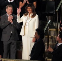 Melania Trump ikut hadir saat Donald Trump memberikan pidato kenegaraannya dalam pertemuan State of the Union yang digelar di Gedung Capitol, Washington D.C., Selasa (30/1/2018). Foto: REUTERS/Carlos Barria