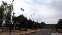 Pepohonan juga menambah suasana asri di kawasan GBK tersebut.