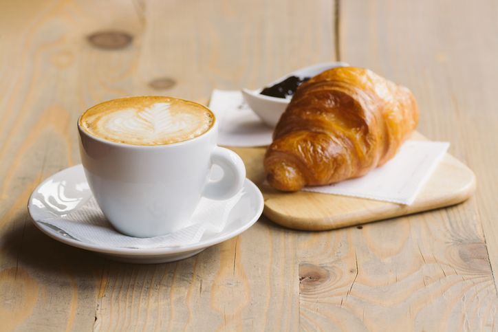 Fresh croissants and coffee