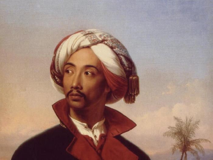Lukisan potret Raden Saleh karya Johann Karl Ulrich Bähr: Portrait of Prinz Raden Saleh Syarif Bustaman,1842