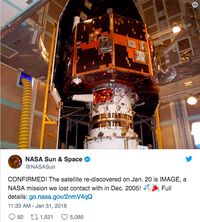 12 Tahun Hilang, Satelit NASA Ditemukan Seorang Amatiran 