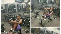 Fitness di gym mungkin terkadang membuat bosan. Layaknya pria ini, ia justru merakit sebuah mobil dengan beberapa beban yang ada di tempat gym itu. Foto: Instagram