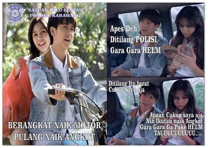 Foto Meme Dilan Effect Buatan Polres Karawang Soal Tertib Lalin