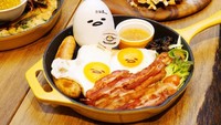English breakfast dengan kuning telur Gudetama bisa jadi salah satu favorit Anda. Foto: Istimewa