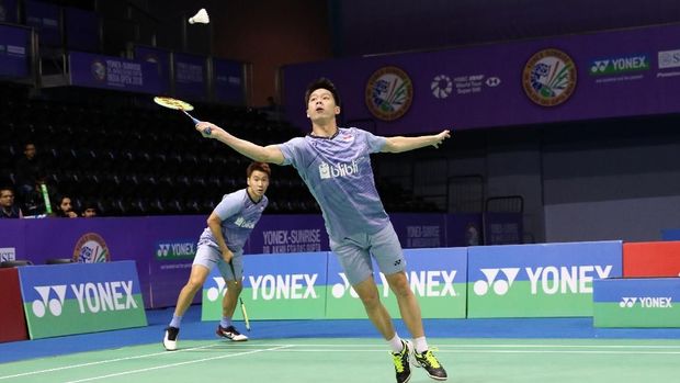 Kevin/Marcus menang dua gim langsung di babak final India Terbuka 2018.