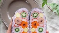 Paduan nasi yang berwarna pink dengan beragam sayuran yang berwarna ini cantik sekali. Foto: Instagram @noriko0o