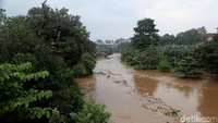 Beginilah penampakan meluapnya sungai Ciliwung yang menggenangi kawasan tersebut.